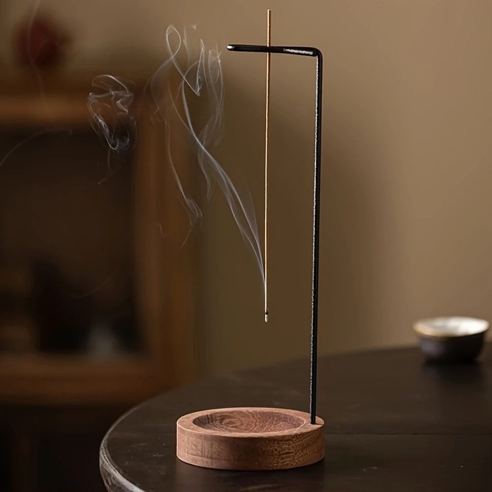 Incense Holder Upside-Down Incense Stick Holder - Wooden Anti-Ash Design Detachable Catcher for Yoga/Aromatherapy Home Decor