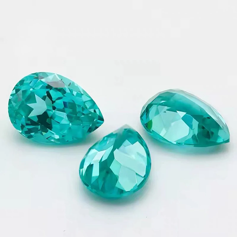 Lab Grown Paraiba Pear Shape Neon Blue Color Tourmaline Gemstone for Diy Jewelry Making Material Selectable  Certificate Choice
