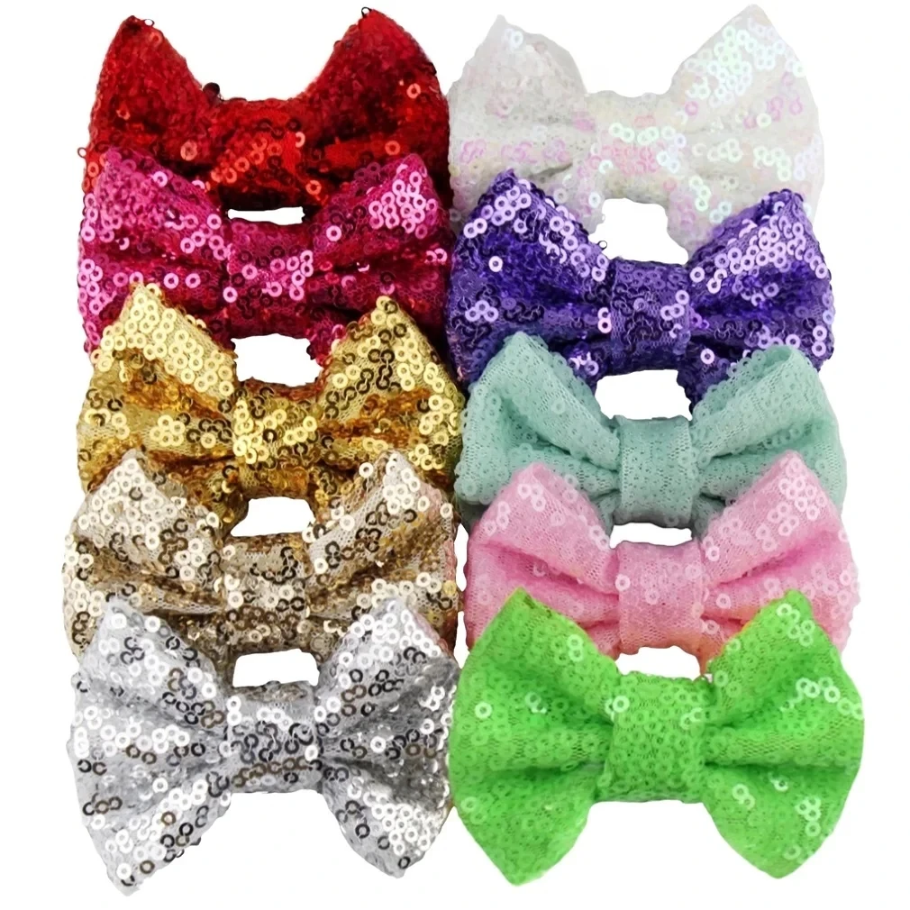 5-Zoll Kinder-Haarspange mit bestickter Schleife und Pailletten, Baby-Stirnband, europäisches und amerikanisches neues Schleifen-Haaraccessoire – Detail 4