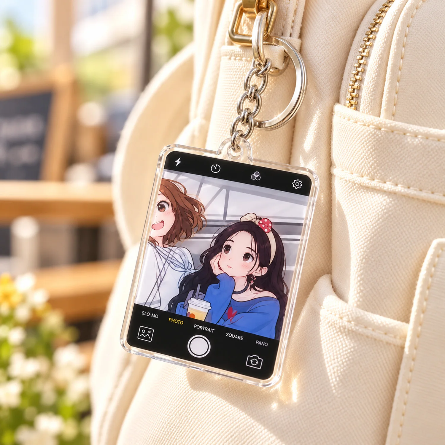 Custom Photo Acrylic Keychain 3mm Personalized Camera Screen Style Keyring DIY Picture Bag Charm Gift for Friends Couples