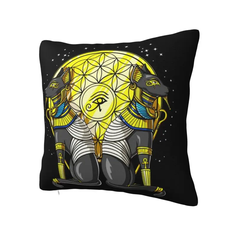 Egyptian Cat Goddess Cushion Covers Hieroglyphic Egypt Soft Cute Throw Pillow for Car Sofa