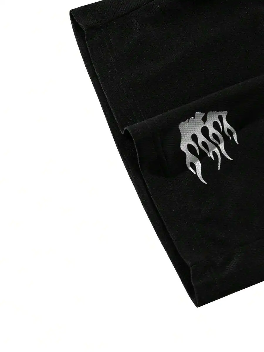 

Men’s Lightweight Mesh Beach Shorts Featuring Flame-Style Graphic Print
