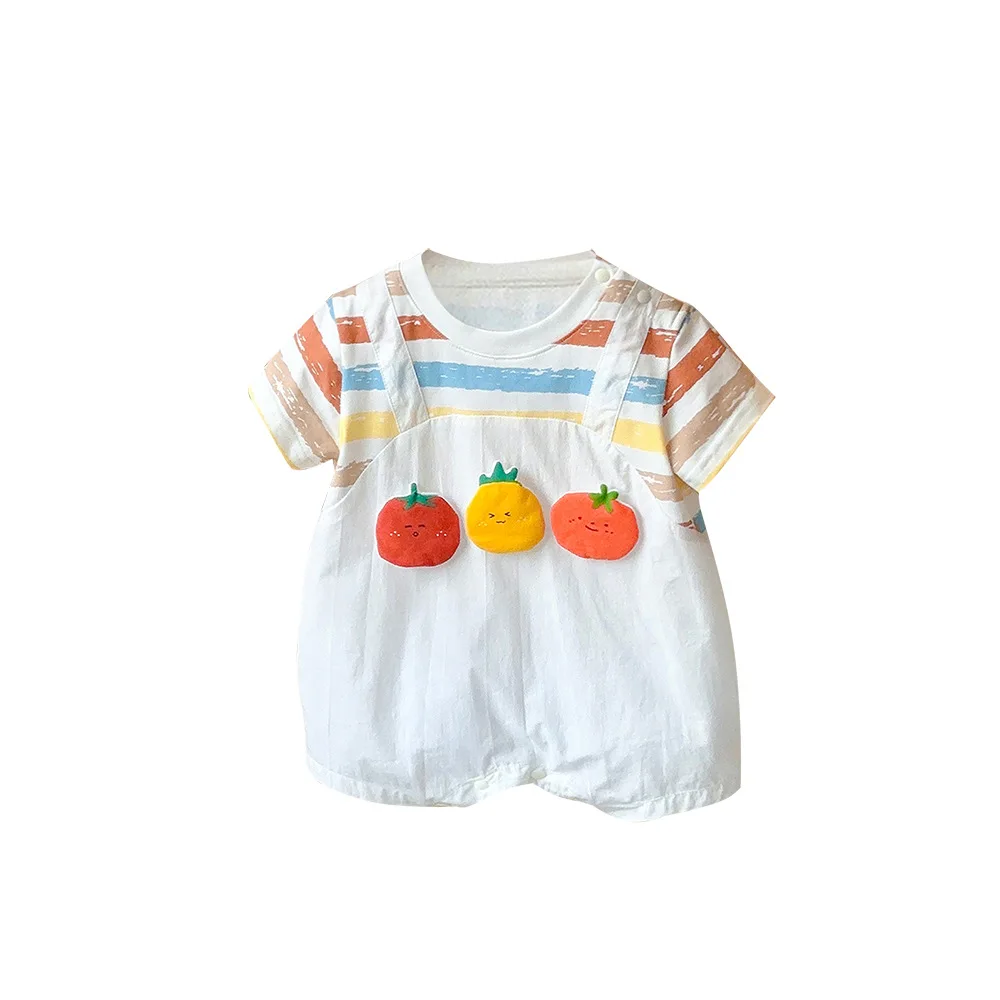 Summer New Candy Color Cute Fruit Creative Onesie Simple Casual Short Sleeve Thin Baby Crawling Suit