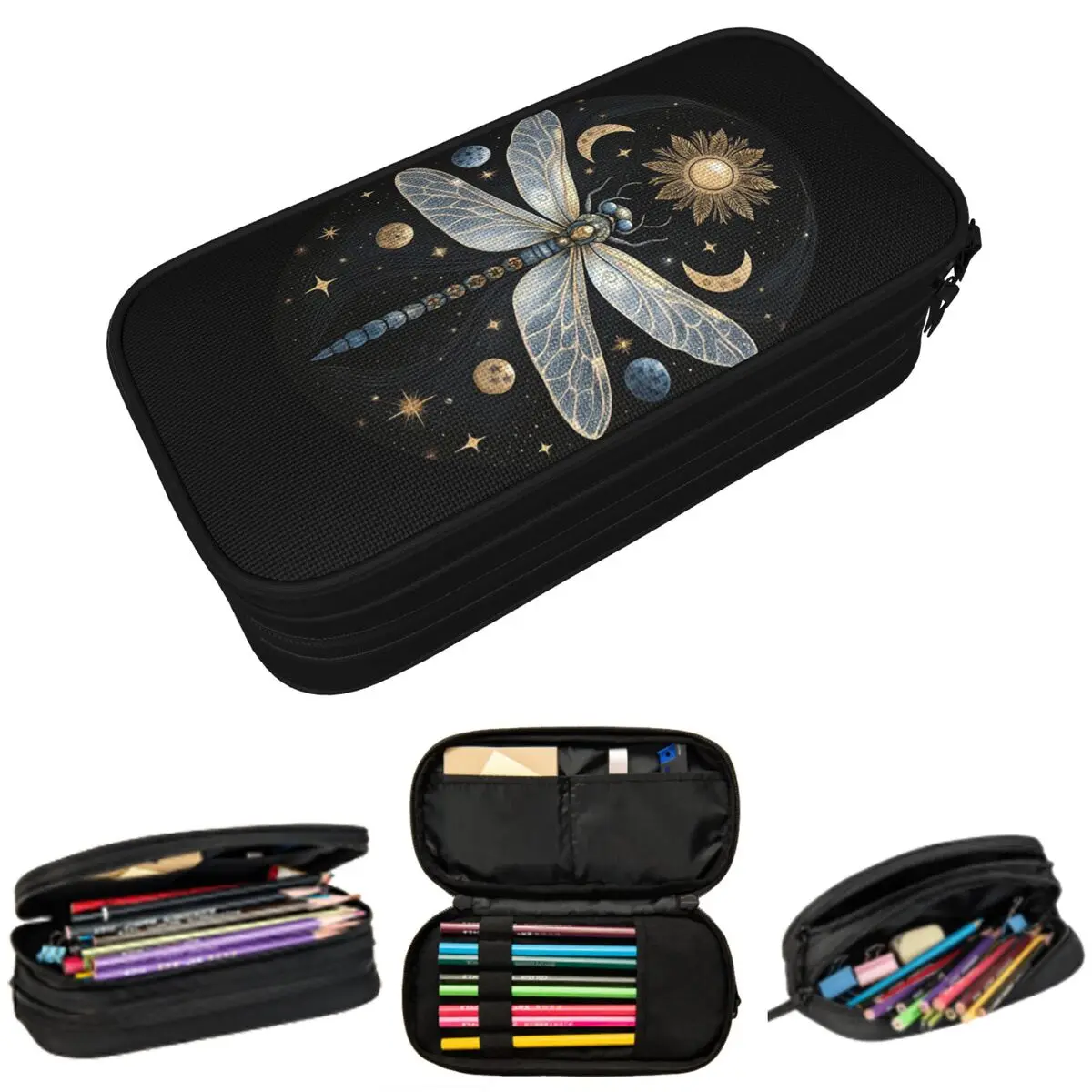 

Mystic Dragonfly Nature Gothic Pencil Case for Boy Girl Gifts Pen Box Pencil Bag Stationery Supplies Pen Holder Bag