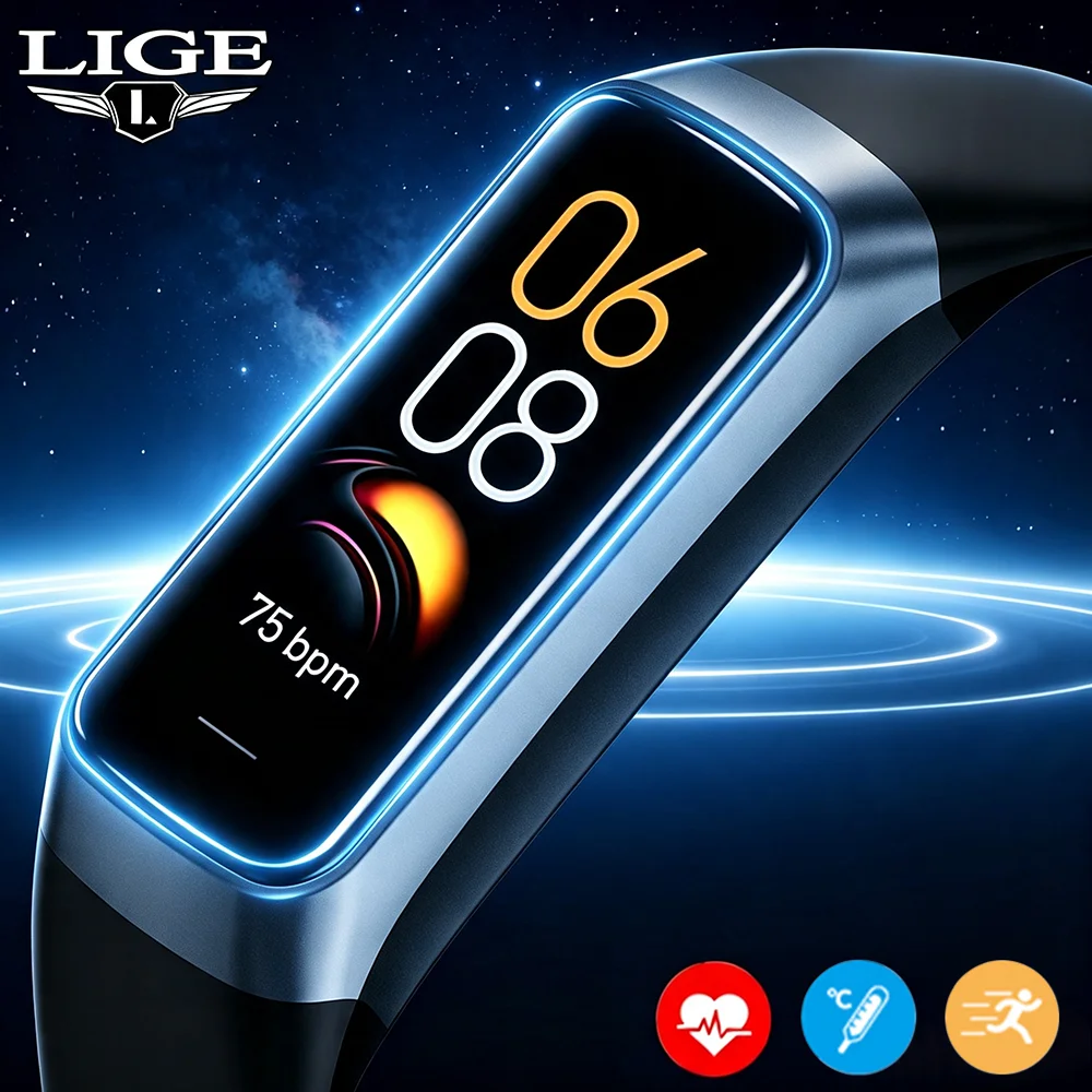 New AMOLED Smartwatch Body Temperature Monitor Fitness Bracelet Sport 3ATM Waterproof Men Smart Watch Band for Women iOS Android