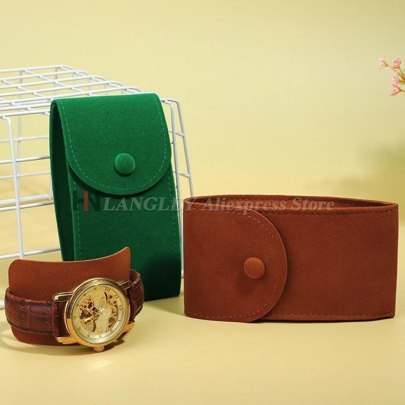 New Portable Flannelette Dust Protect Watch Storage Bag Snap Watch Protection Bag Watch Boxes Case Watches Pouch Gift Packaging