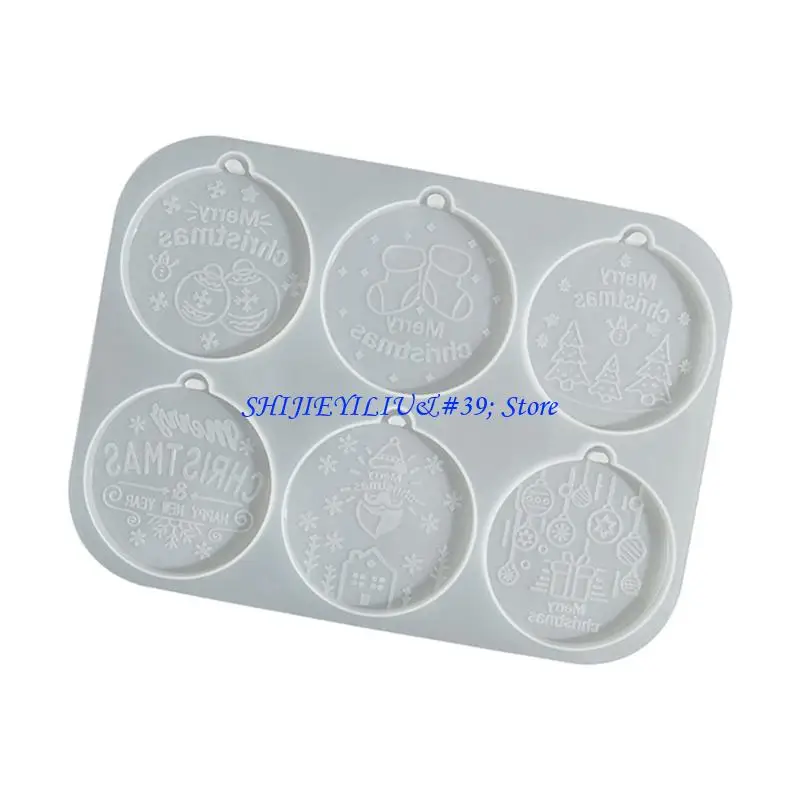 E21F Round Christmas Pendant Silicone Mold Suitable for Earrings Keychains Holiday