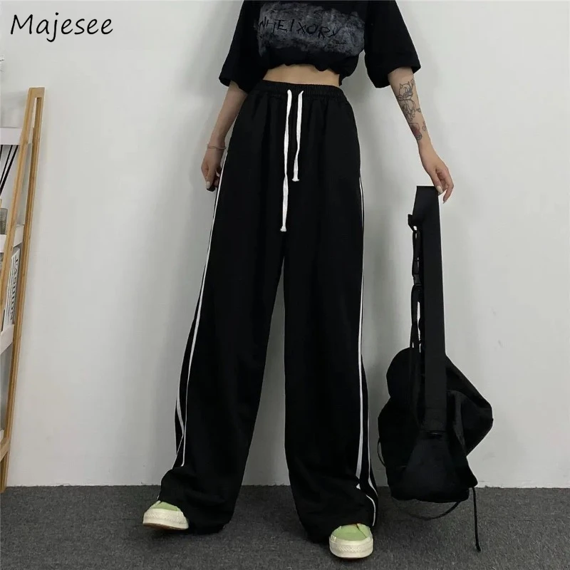 

Casual Pants Women Side-stripe Design Ulzzang Ins Popular All-match Classic Simple Streetwear Basic Daily Cozy Spring Trousers