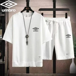 Embroidered Umbro Summer Men's Waffle Sets Casual T-Shirt And Shorts Set Male Sports Suit Tracksuit Loose Suits Size 3XL