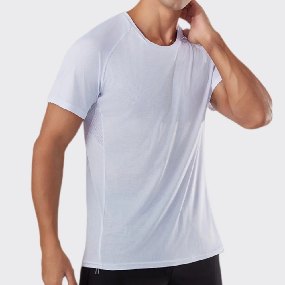 Men Running Sports T-shirt Men Summer Round Neck Sweatshirt Fitness Top Quick Dry Short Sleeve Breathable Fitness Sports T-shirt