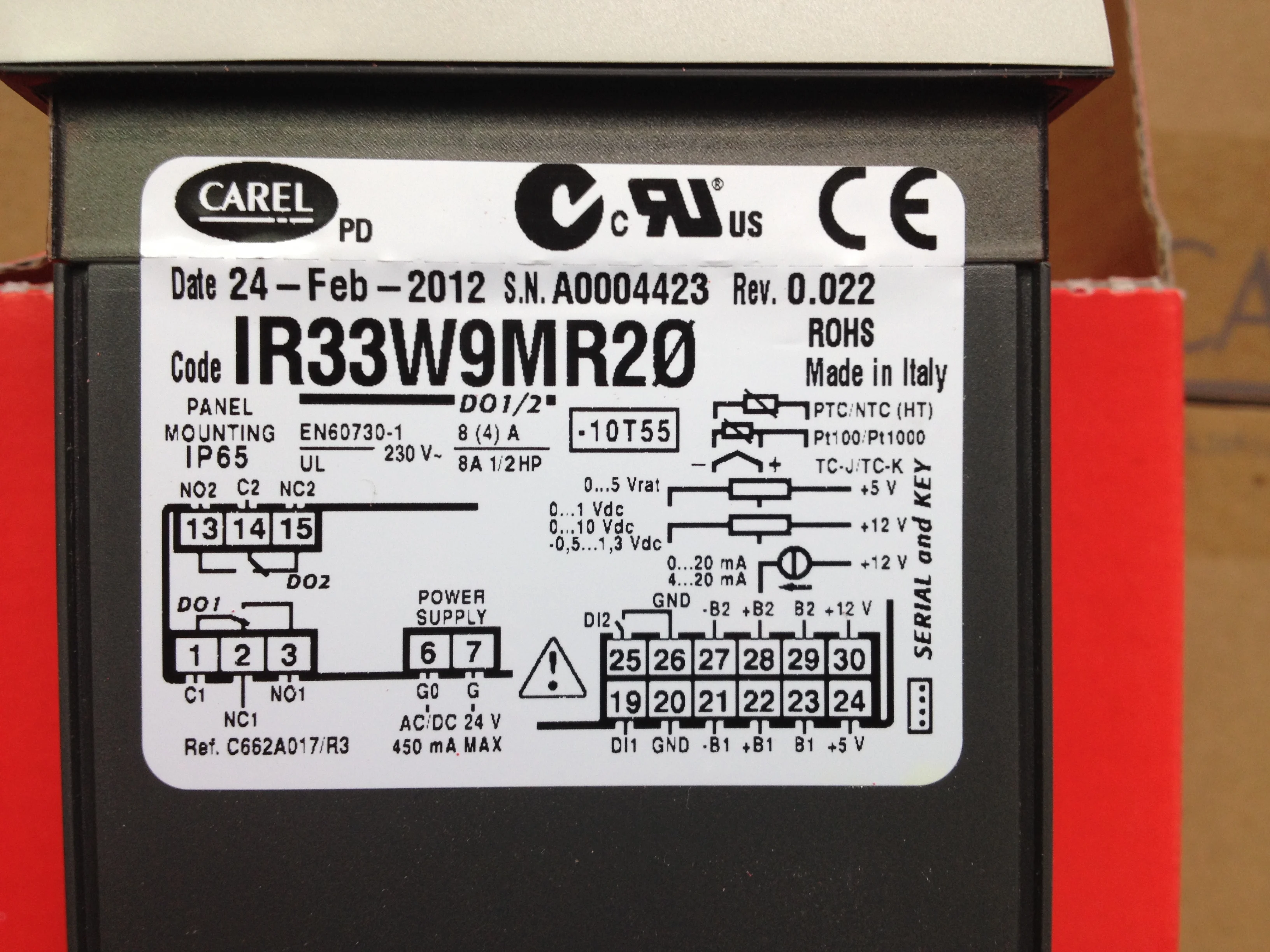 Italian Carle Thermostat IR33W9MR20 IR32W4L000 Upgraded Model, Technical Support