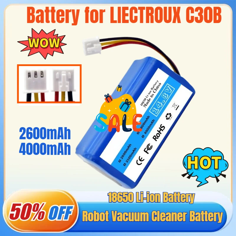 14.4-14.8V 18650 Li-ion Battery for LIECTROUX C30B XR500 E30 for PROSCENIC 800T 820T 830P 820P 820S Robot Vacuum Cleaner Bateria