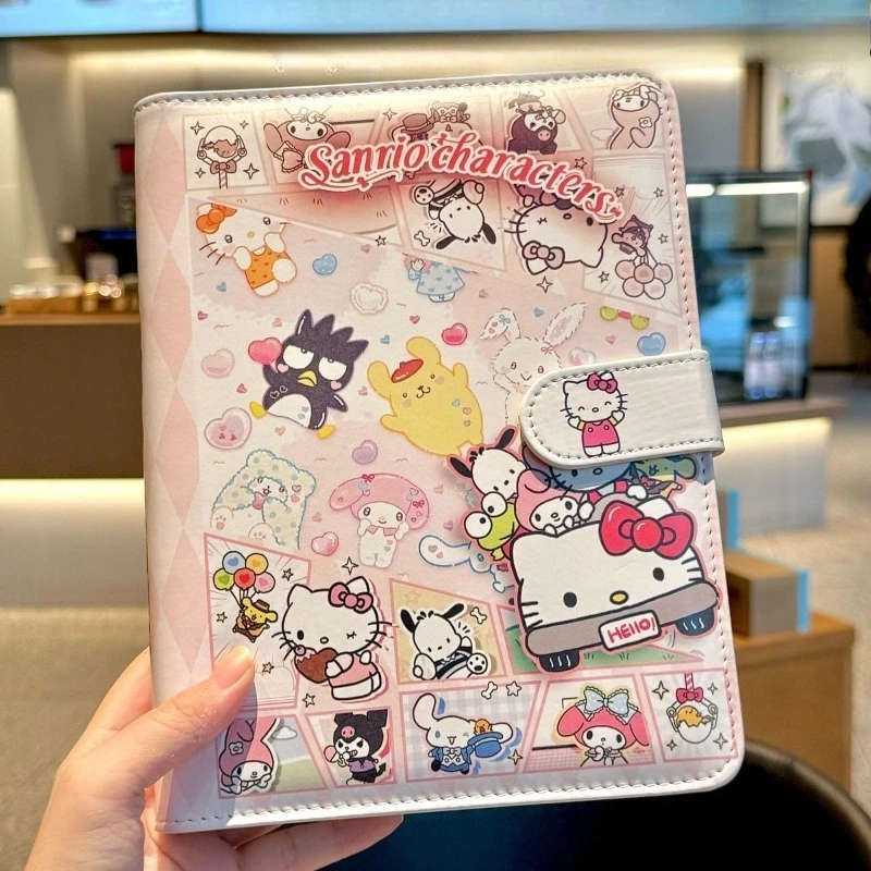 

Hello Kitty leather A5 card book cartoon four grid storage high looks cute student loose leaf album best friend gift wholesale