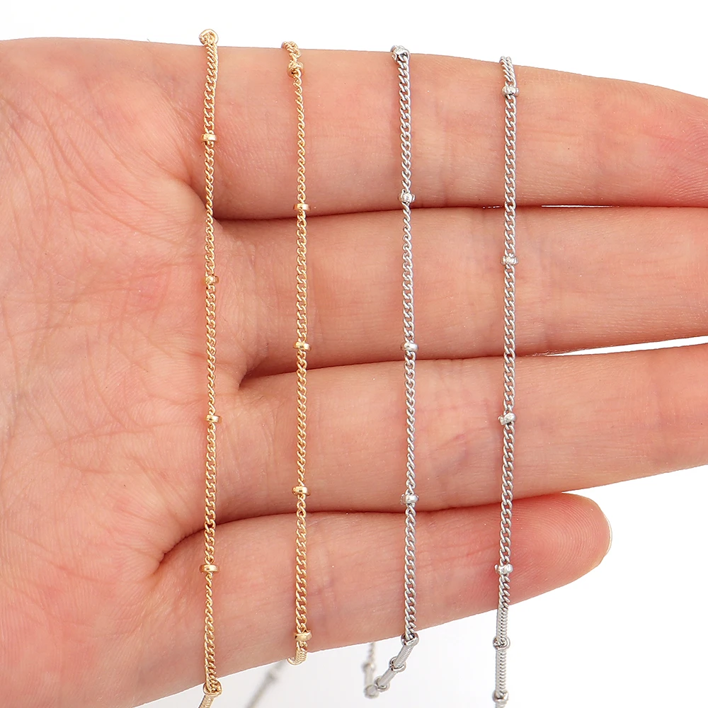 10 Yards Metall-Kupfer-Satellitenkette mit Kugelperlen für die Schmuckherstellung, DIY-Armband, Halskette, Choker, Fußkettchen, Gliederkette – Detail 6