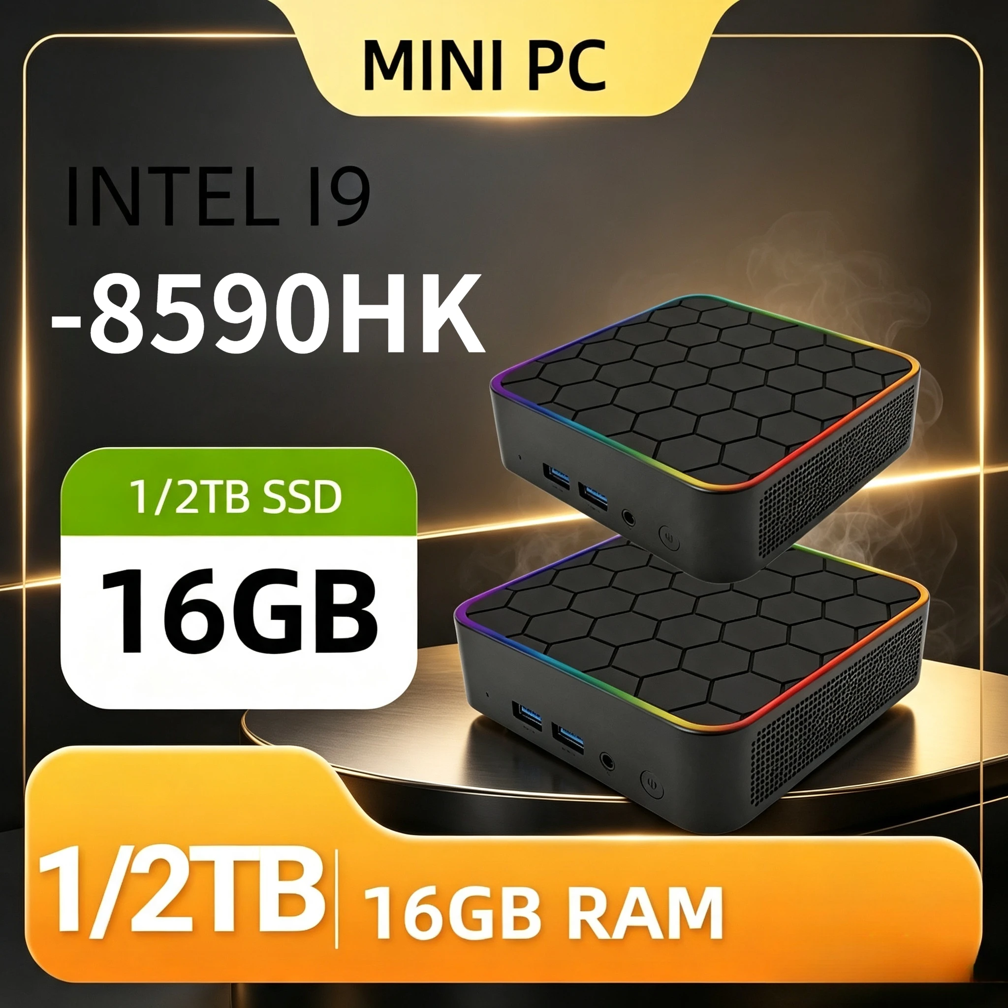 Mini PC Powerful Core i9-8950HK, 16GB RAM, 2TB SSD, USB 3.0, High-Speed Compact Desktop PC for Study, Office & Gaming, Great.