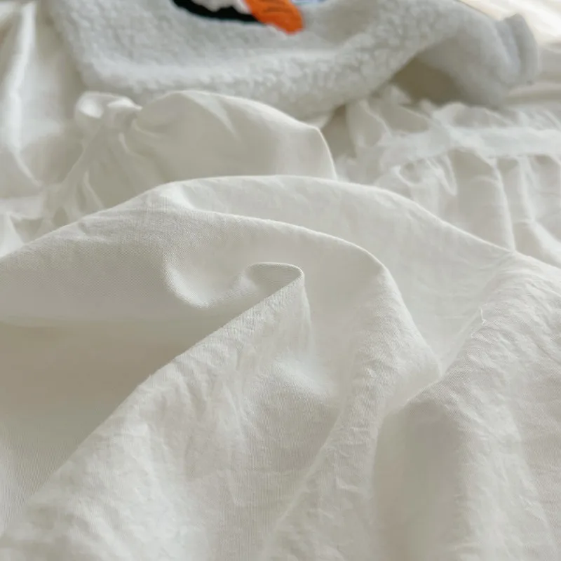 Solid Color Pleated Textured Soft Breathable Chic Princess 4pcs Bedding Set, Delicate Bows Twin Duvet cover Bed sheet Pillowcase