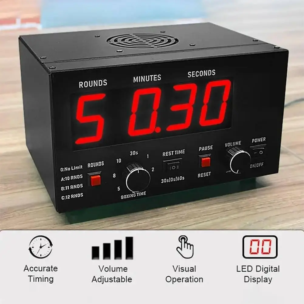 CHEETIE CP40 LED Display 30S-10min Training 0/30/60S Rest Time Volume Adjustable Professional Boxing Interval Timer Gym Timer