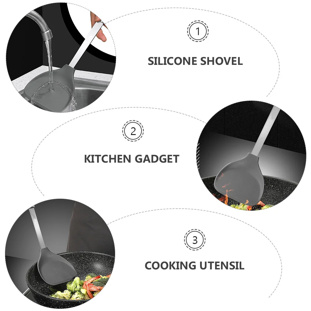 

Silicone Shovel Heat-Resistant Non Stick Cooking Tool Kitchen Gadget Silver Spatula Eco-Friendly Insulation