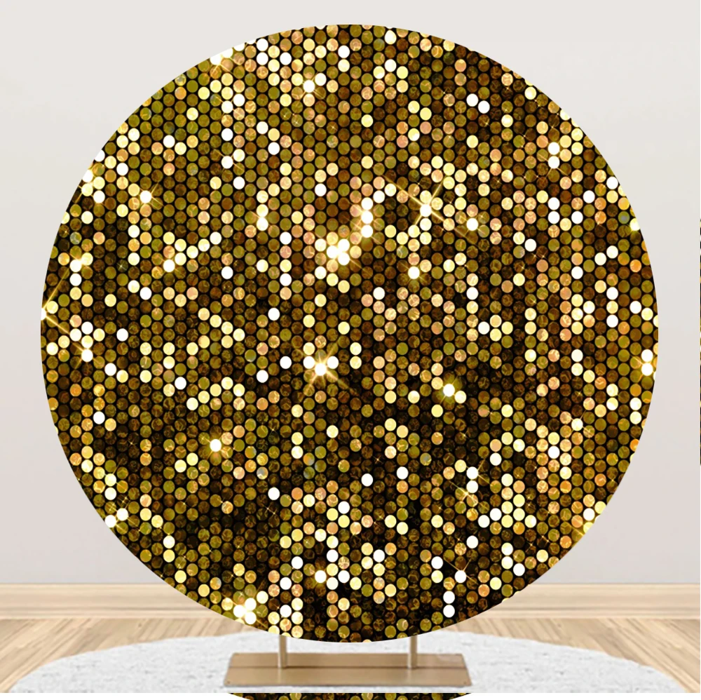 Gold Silver Black Glitter Light Bokeh Round Backdrop Cover Shiny Adult Baby Birthday Party Wedding Circle Photography Background