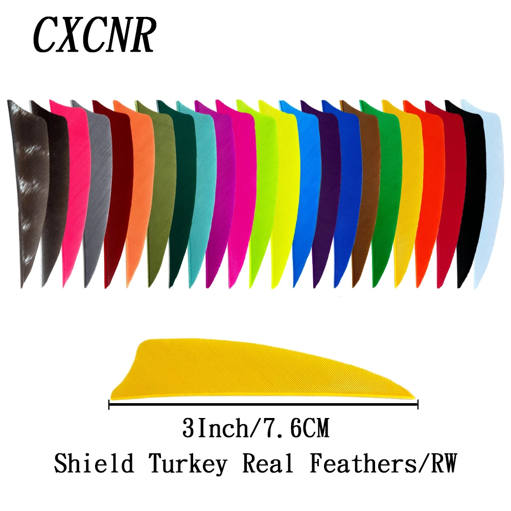 50Pcs 3Inch Shield RW Real Turkey Feathers DIY Arrow Fletching for Recurve Compound Traditional Bow Hunting