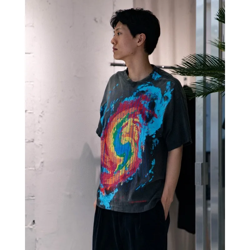 

Good Quality SAINT T-shirts Tropical Storm Print Pattern 1:1 Short Sleeve Men Woman 100% Cotton Washed Do Old Top Tees