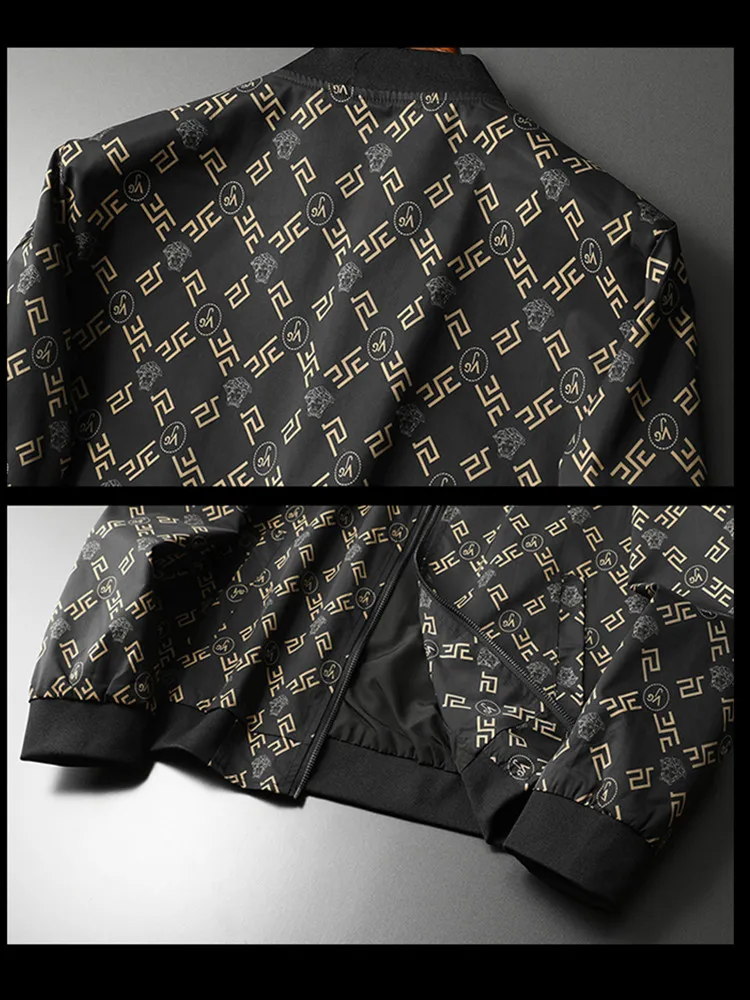 

ZhanChao Brand Men's Printed Jaet Slim Fit Baseball Collar Casual Outerwear Spring Autumn Faion Urban Sle Windproof Lon...