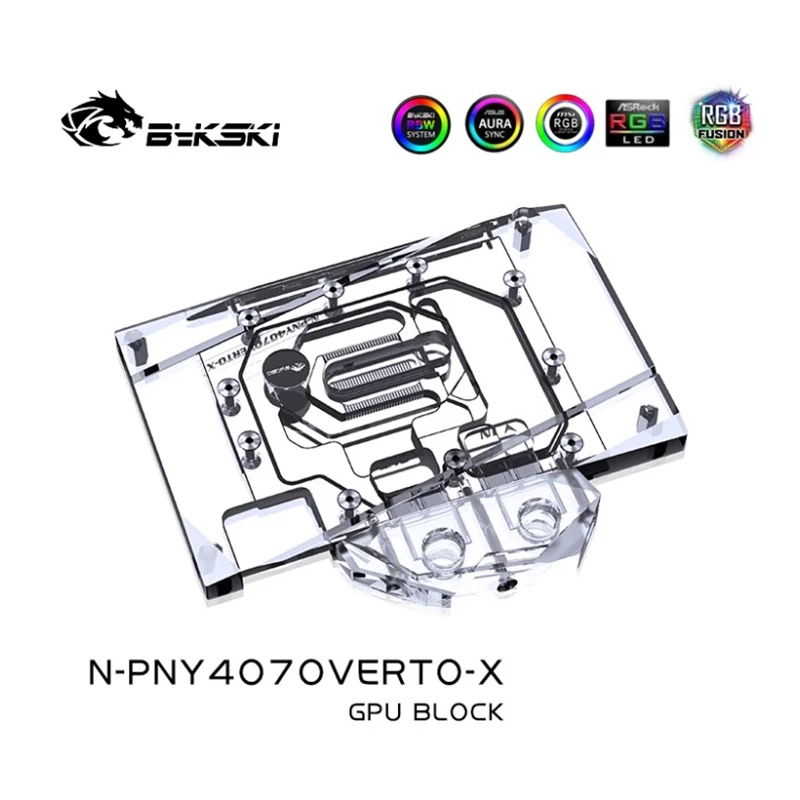 Bykski N-PNY4070VERTO-X Water Block Use for PNY GeForce RTX 4070 GAMING VERTO 12G GPU Card / Three-layer Structure Design