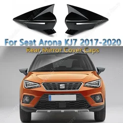 For Seat ARONA KJ7 2pcs Gloss Rear View Mirror Cover Caps Trim Shell Frame Leon TSI SRE TGI TDI 2017-2020 Bodykits Tuning