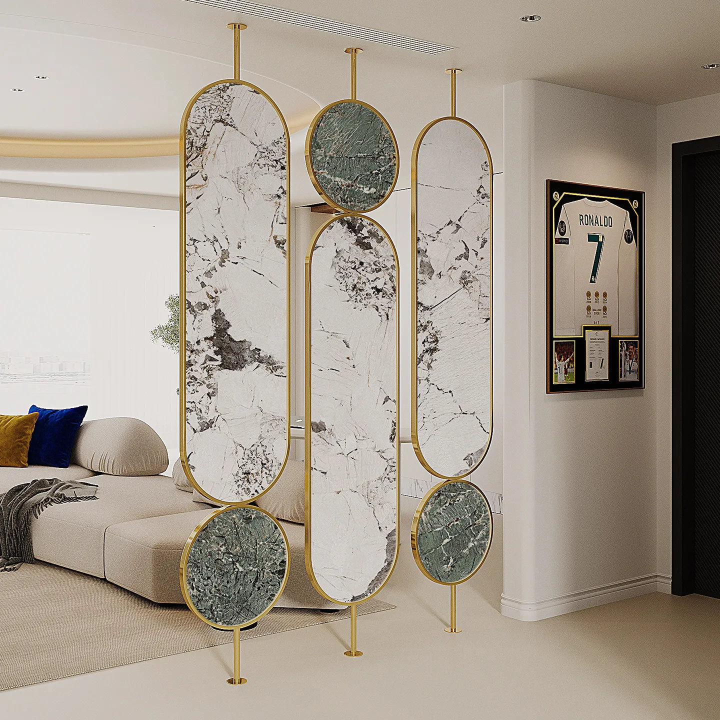 Stainless steel combination rotatable screen modern living room entry shelter entrance creative rock slab partition