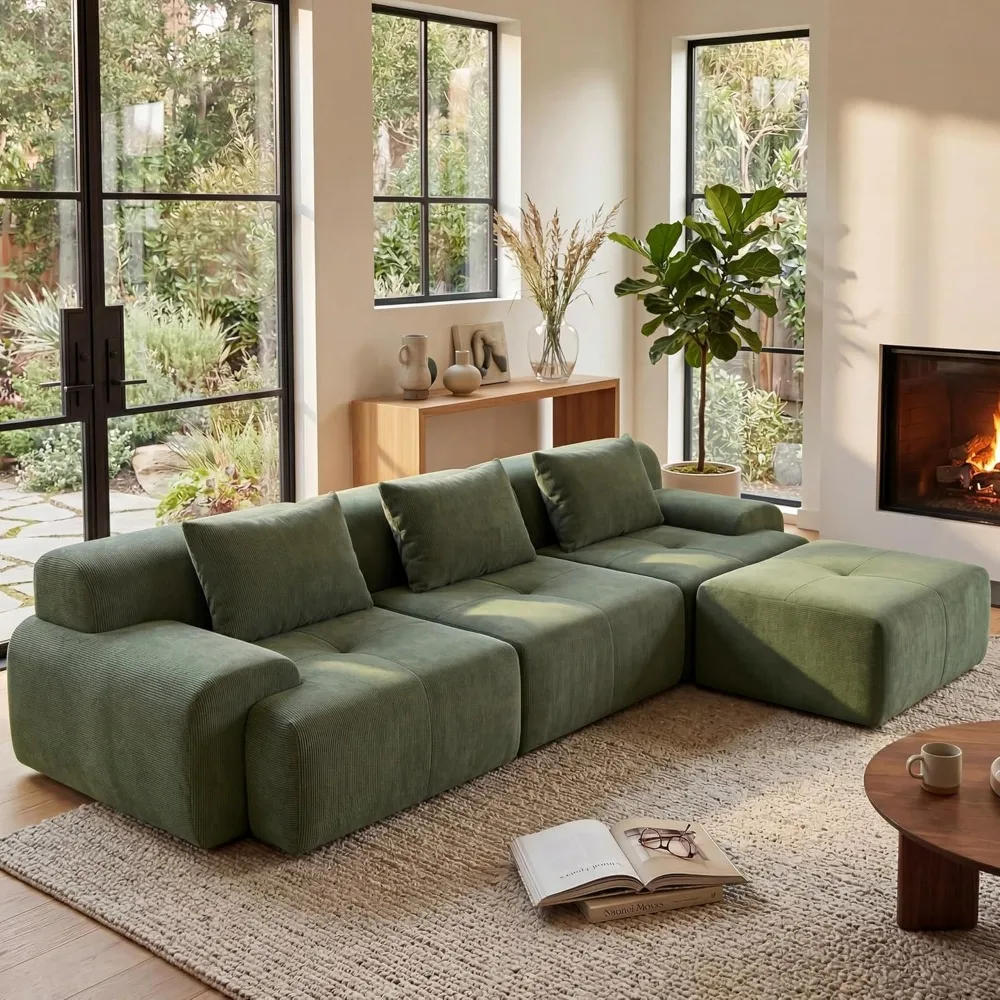 108'' Modular Sectional Boneless Sofa, Tufted Sectional Couches for Living Room,Oversized L Shape Deep Seat Sofa, Customized