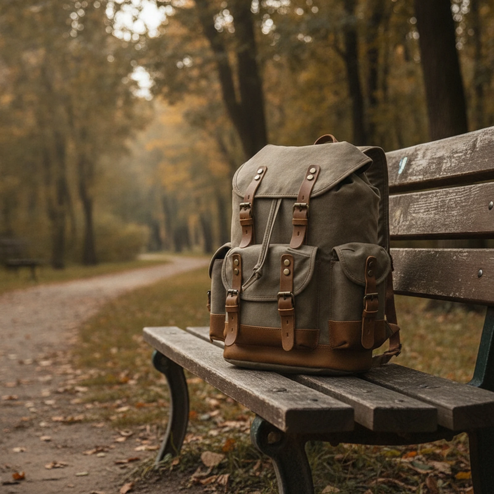 Canvas Backpack Utilitarian Backpack with Pockets Rucksack Casual Adjustable for Students, Everyday Carry, Commuting