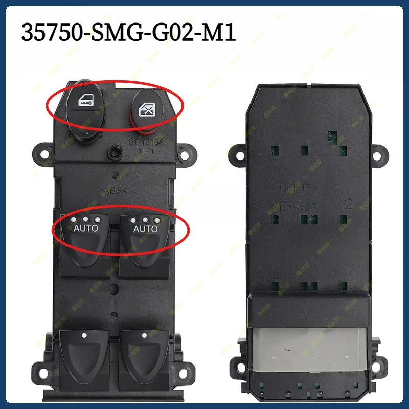 

35750-SMG-G02-M1 для Honda Civic 2005 2006-2011, передний левый переключатель управления стеклоподъемником, 2 АВТО, 22 контакта, передний левый ручной LHD