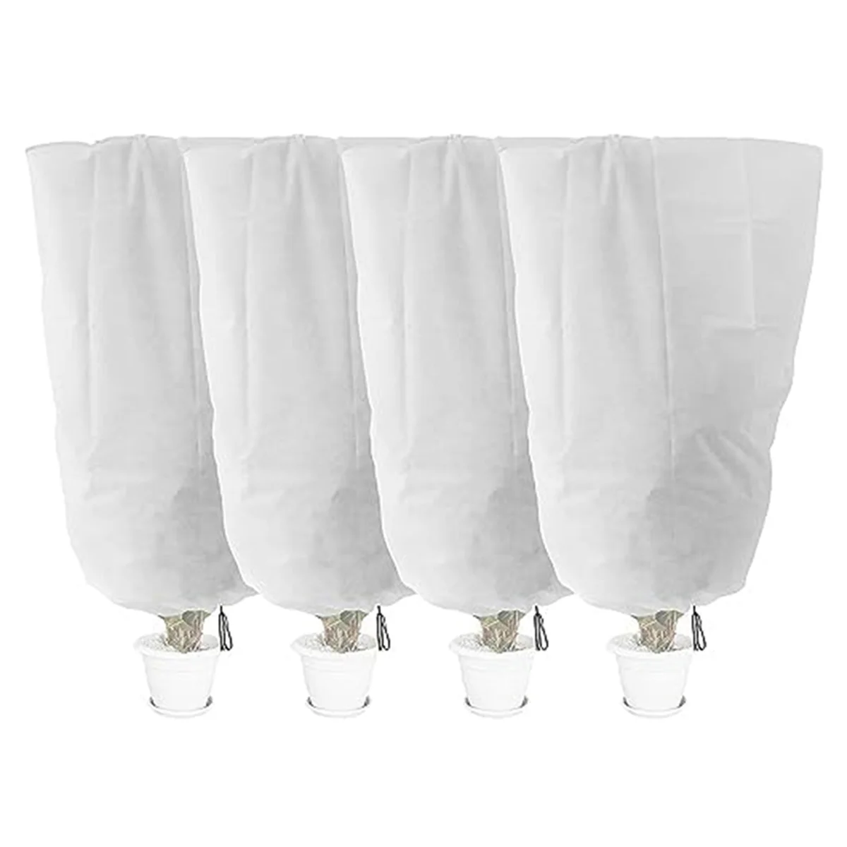 ONCE 4Pcs Cloches for Plants Winter Plant Frost Protection Covers, 120X80CM Garden Fleece Jackets with Drawstring