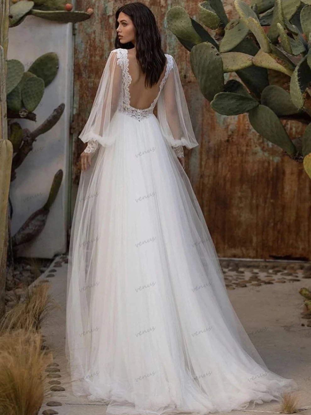 Robes de mariée bohème à plusieurs niveaux, robes trapèze à manches longues bouffantes, vêtements en tulle, élégant, fête formelle, patients, 2024