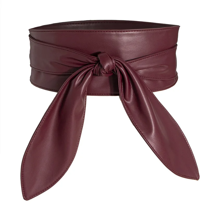 Cinturón de mujer suave y versátil de doble ancho con mariposa - cintas de lazo, extra - largo y corbata - capaz