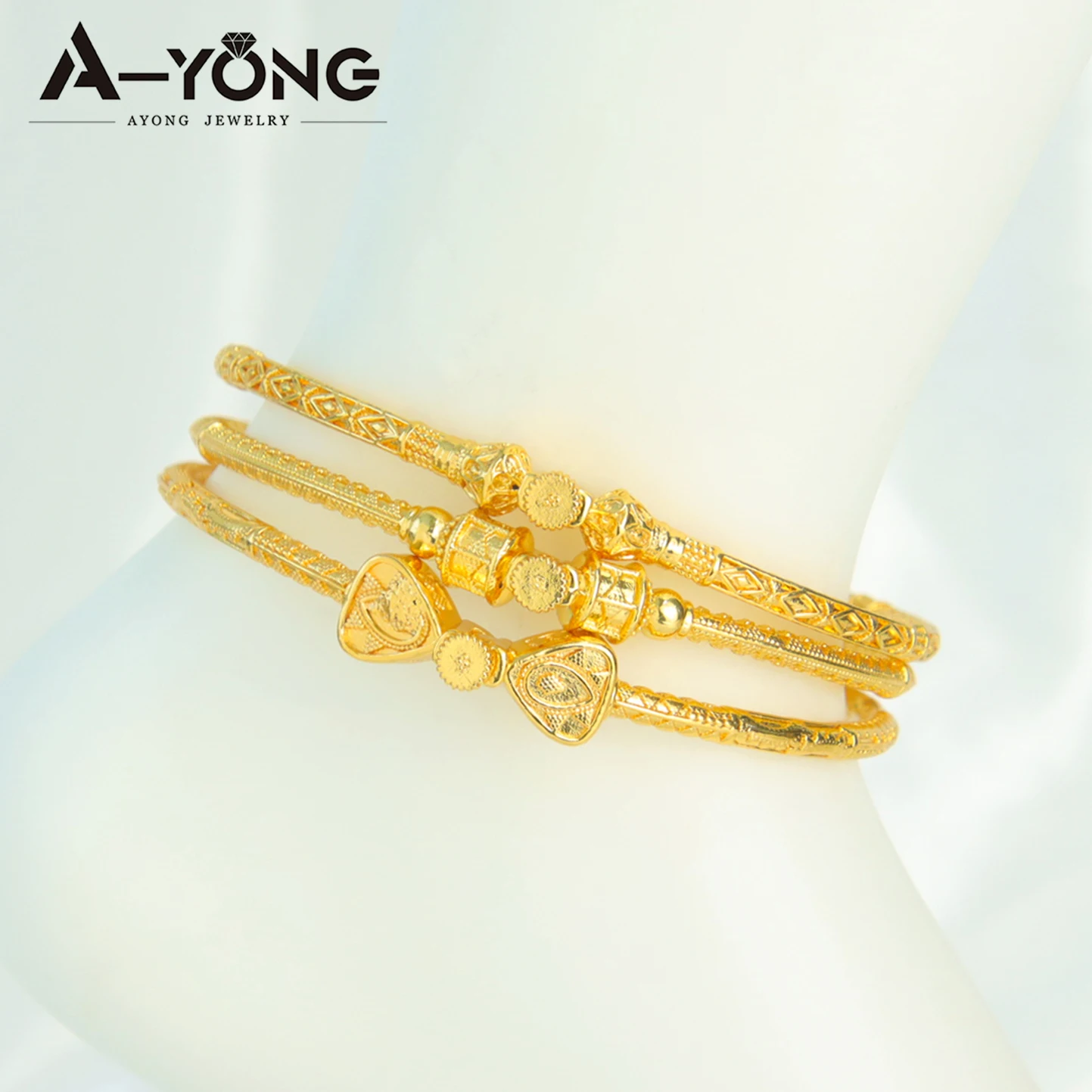 Dubai Fashion Foot Bracelet 21k Gold Plated Nigeria Bridal Wedding Retro Ankle Bangles Middle Eastern Muslim Women Marry Jewelry