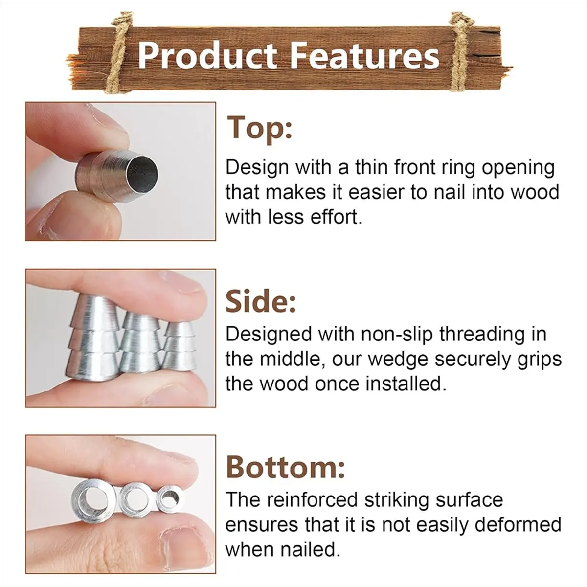 MALL 21 PCS Extended Round -Handle Wedge Safety Metal Wedge Hammer Handle Wedges Steel Wedge