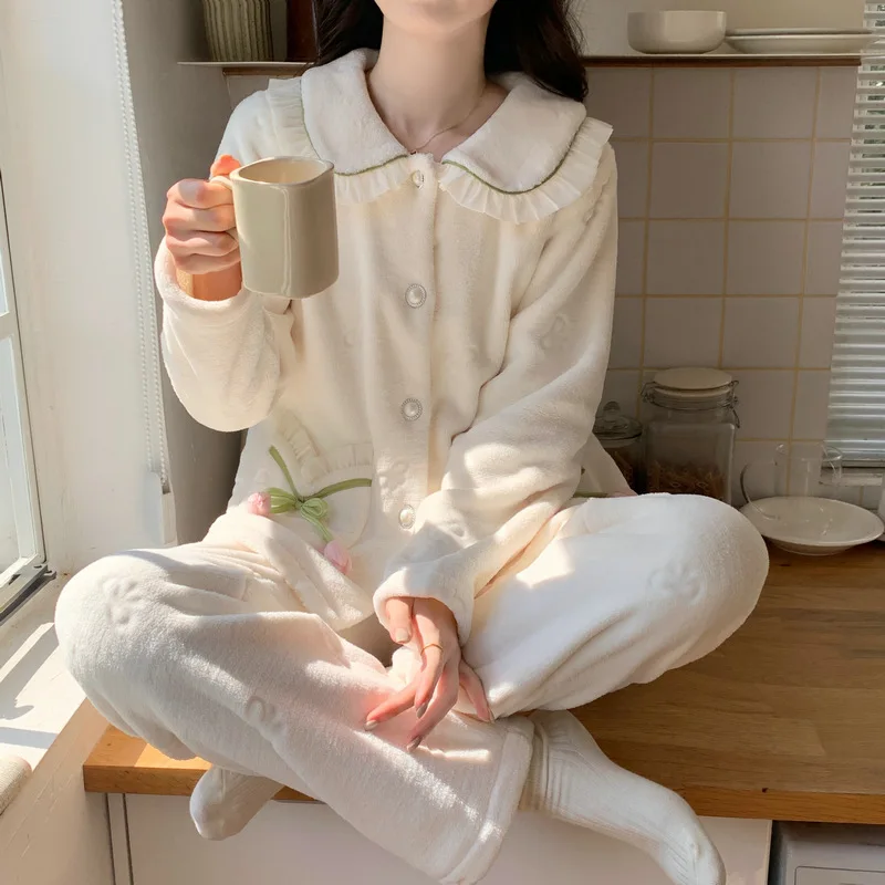 

Women's Clothing Pajamas Winter Thicken Keep Warm Leisure Comfortable Outdoors At Home Sleep Fashion Exquisite Suit Minimalist