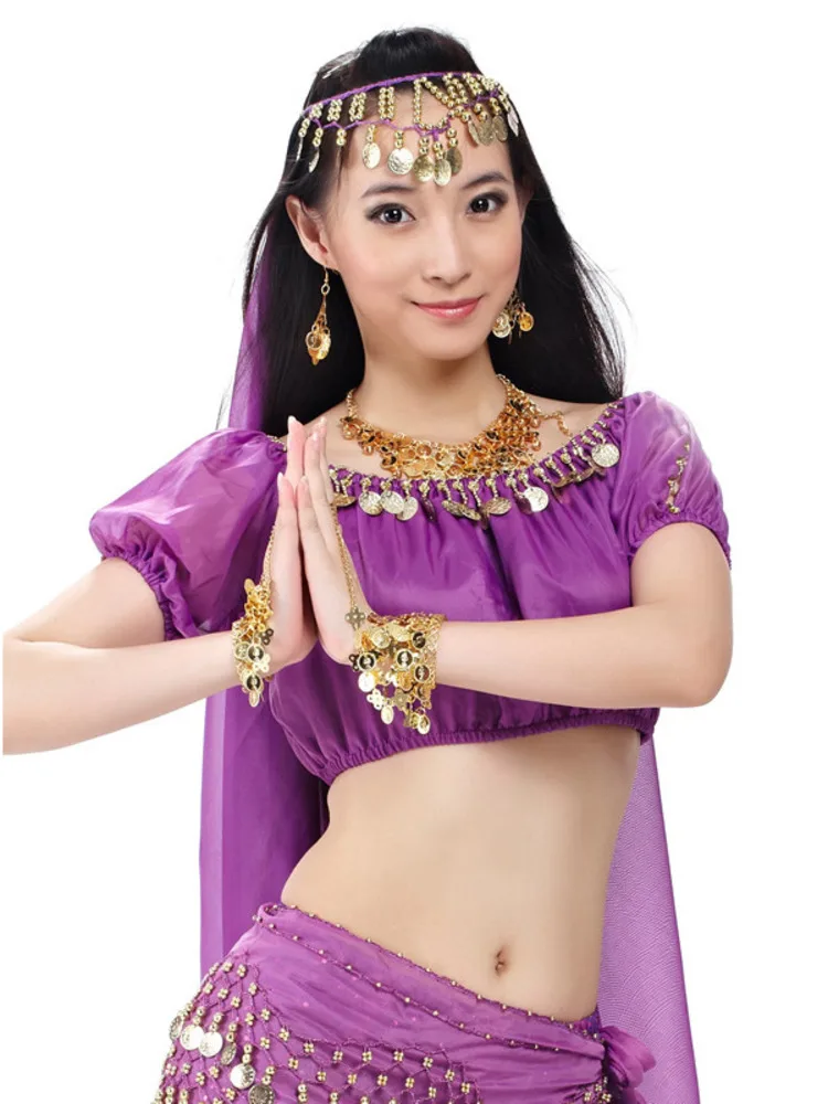 Solid Color Oriental Dancing Festival Tops Women Urban Dance Jazz Sequins Bellydance Fantasia Latin Clothes Tassel Woman Arab