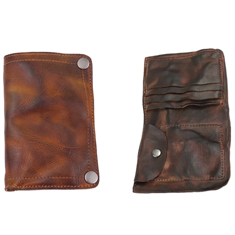 

ASDS-Handmade Wrinkle Wallet,Cow Leather Mens Wallets,Retro Leather Money Clips,Crazy Horse Card Holder