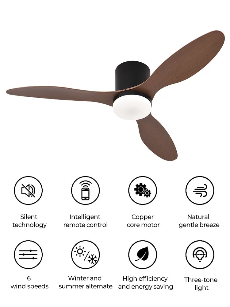 52인치 강풍 천장 선풍기 조명, 모던 심플 레스토랑용 전기 천장 선풍기 전구