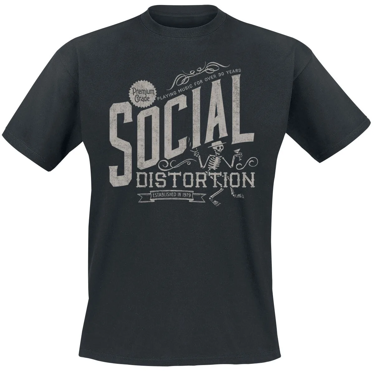 Social Distortion Traditional Tattoo Skeleton Graphic T-shirt Men Women Street Punk Tee