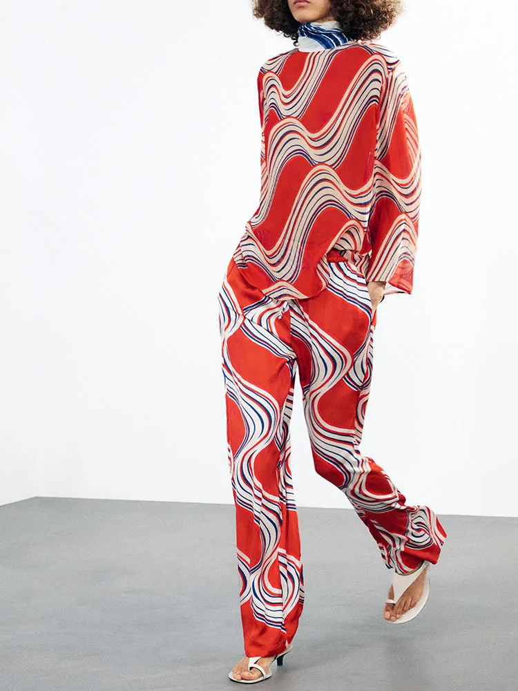 New Autumn Print irt Women's Spwear Sle Pants Ethnic Stage Costume Women's Faionable Spwear Fusion Trend