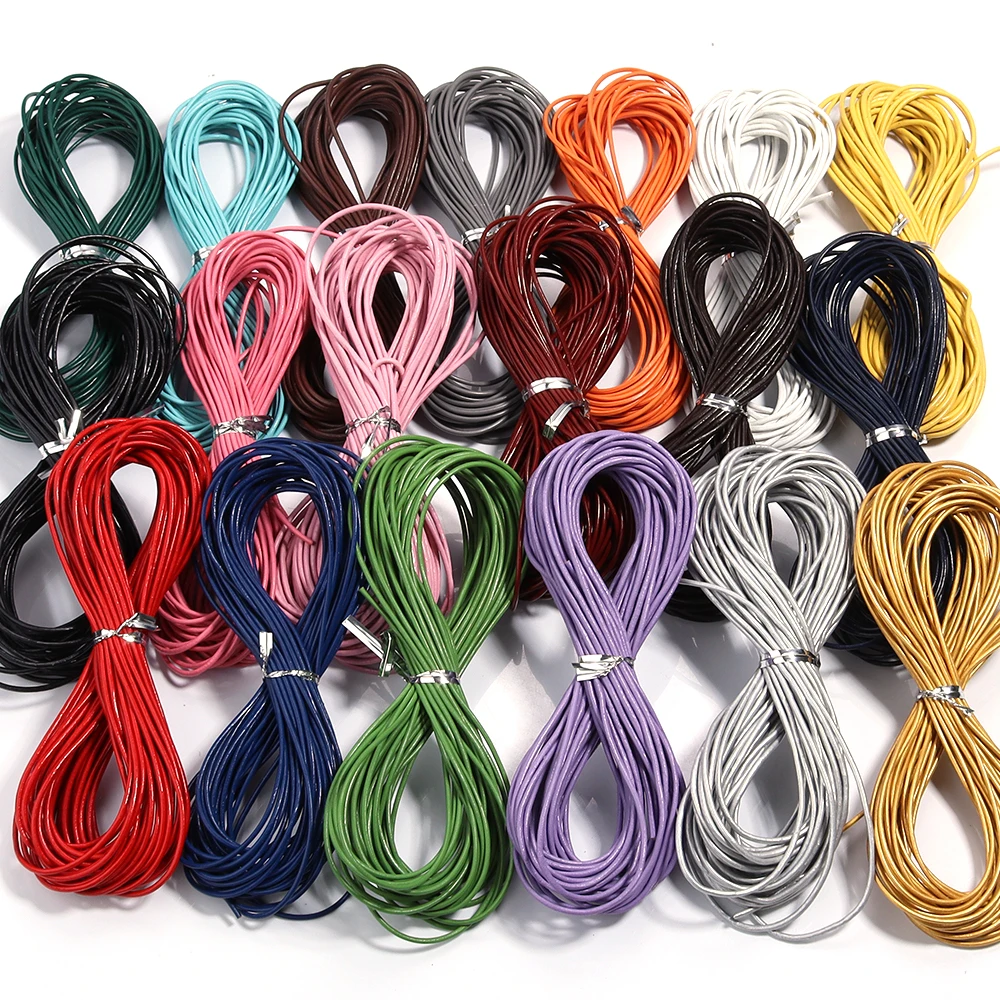 10yards/lot Genuine Leather Cord Dia 1/1.5/2/3mm Colored Round Leather Rope For DIY Bracelet Necklace Jewelry Making Accessories