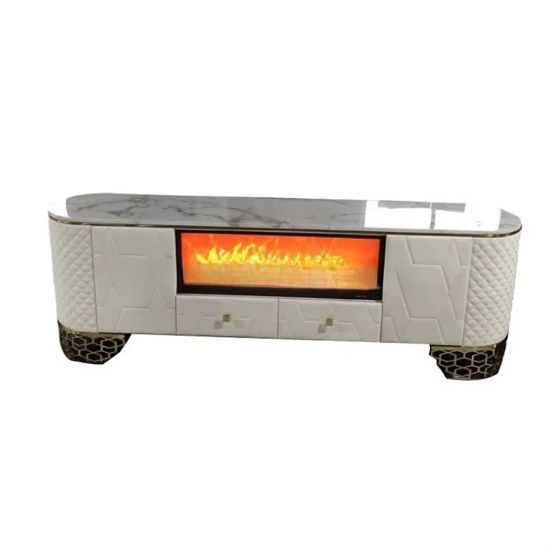Wooden TV cabinet Living room furniture with drawers Modern analog flame TV cabinet