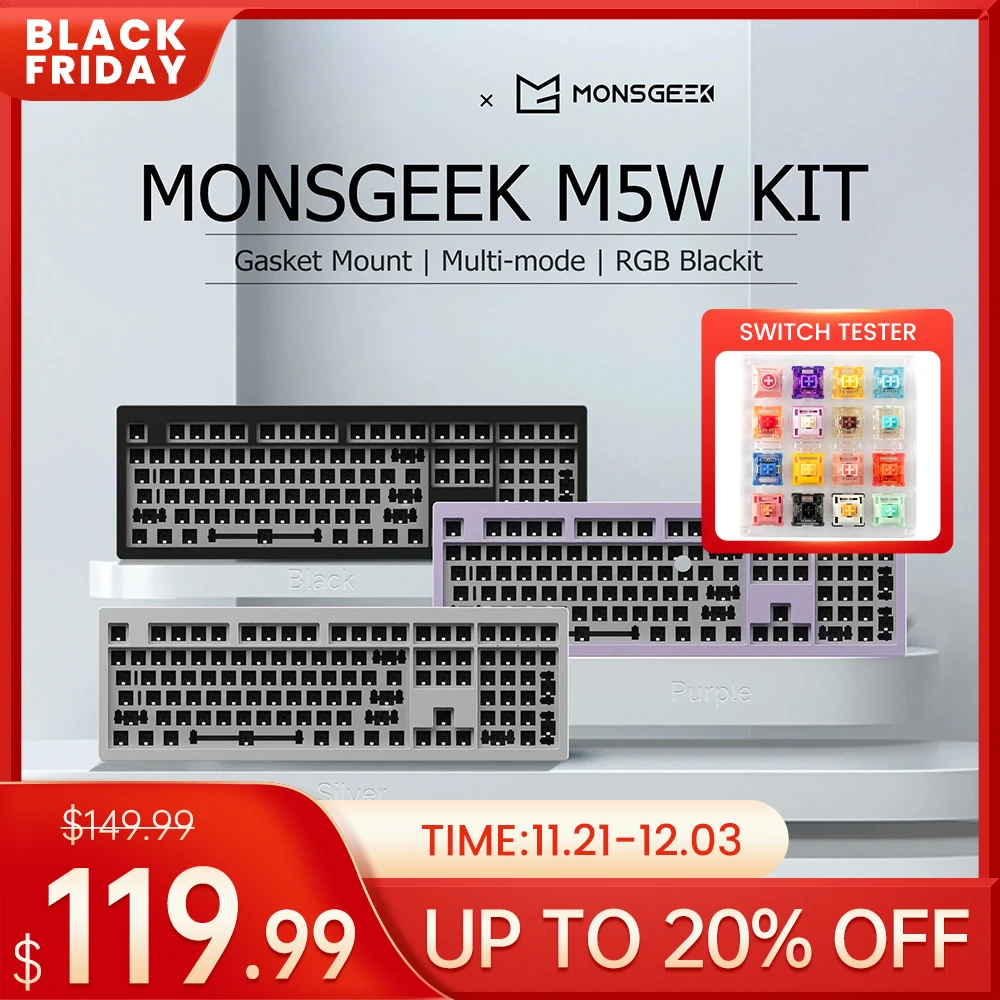 Akko MonsGeek M5W Mechanical Keyboard Kit 108 Keys 100% RGB Hot-swappable USB Type-C/2.4G/BT5.0 Wireless Tri-mode Barebone Kit