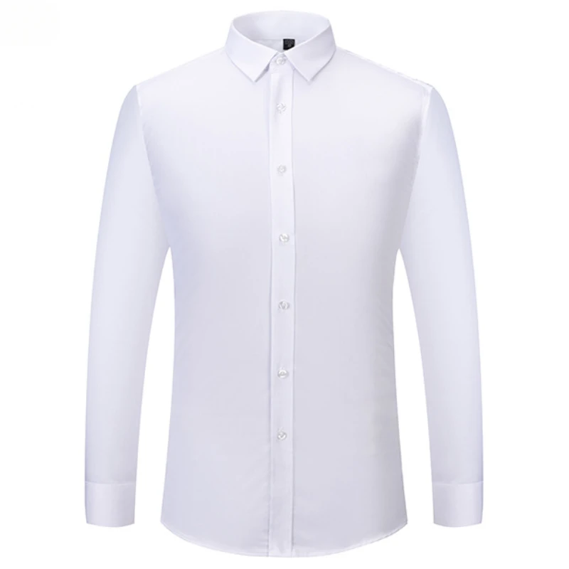 8XL Bamboo Fiber Easy Care Work Classic black blue White Shirts Men Long Sleeve Causal Office Men Shirts Long Sleeve Slim Fit