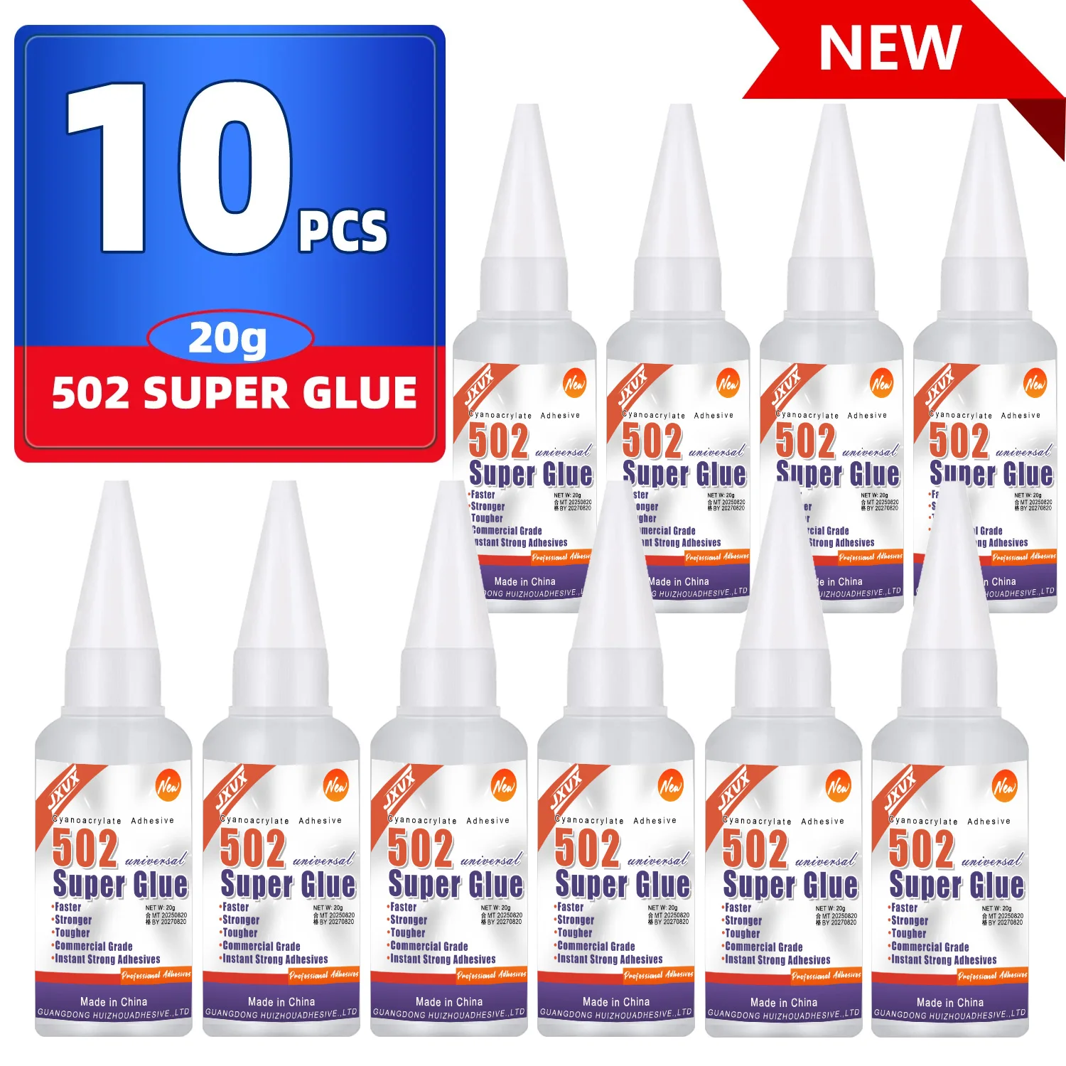 10Pcs Super Glue Universal Cyanoacrylate Adhesive Instant Strong Glue Quick Dry for Plastic Wood Metal Crafts Home Repair Tools.