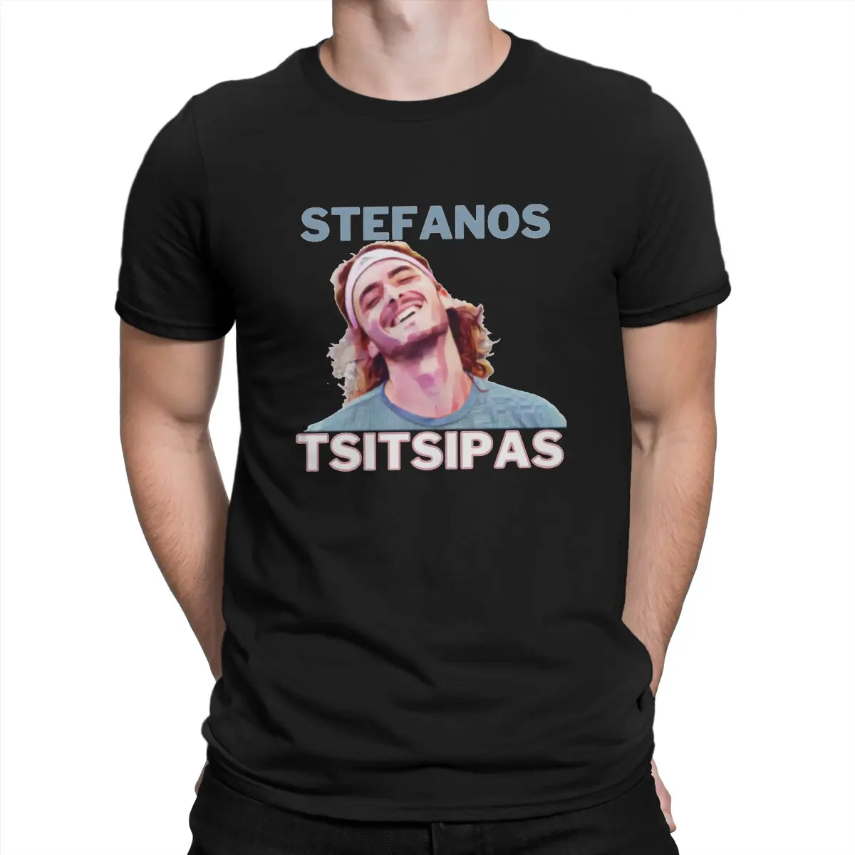 Stefanos Tsitsipas Man's TShirt Tennis Player Crewneck Tops Fabric T Shirt Humor High Quality Gift Idea