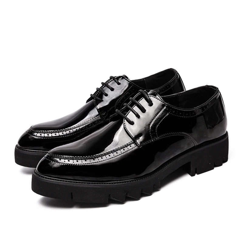 England stil mens casual patent leder schuhe lace-up derby schuh trend atmungs plattform turnschuhe jugend oxfords schuhe männlichen